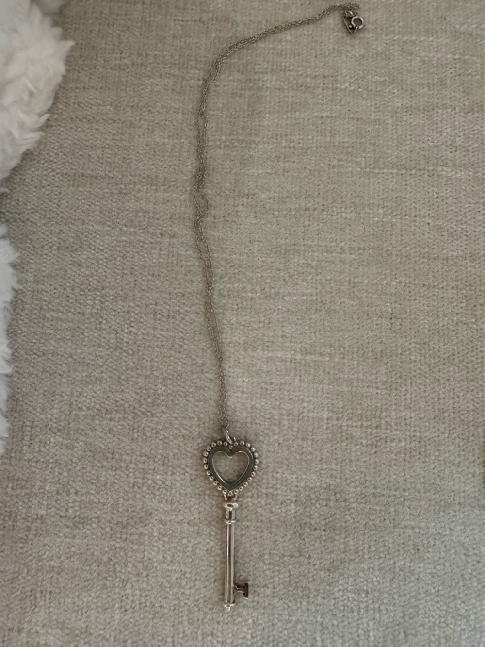Tiffany & Co. Silver Heart Key Pendant Necklace